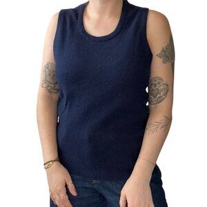 Vintage Mens Puritan Navy Blue 100% 2 Ply Lambswool Sweater Vest Preppy Sz M USA